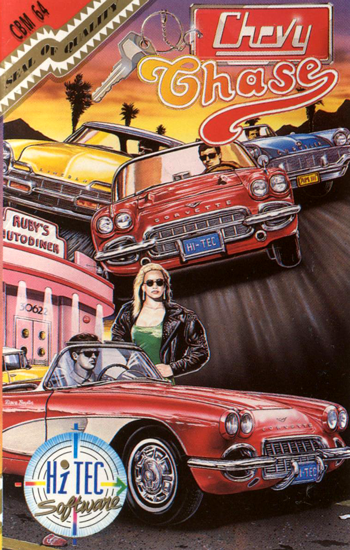 Chevy Chase box art for Commodore 64